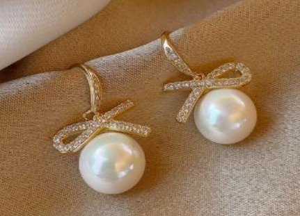 Boucles d’oreilles dorées – Pearl Ribbon