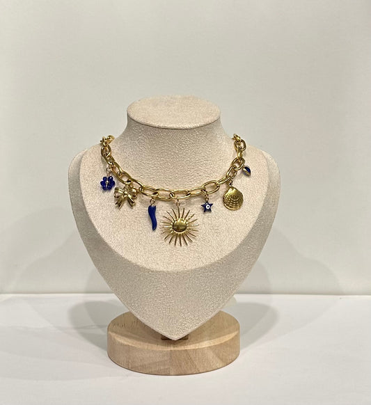 Collier doré – Blue Sun