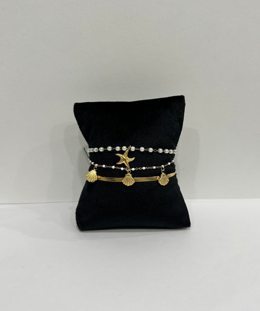 Bracelets dorés – Sea Harmony (lot de 3)
